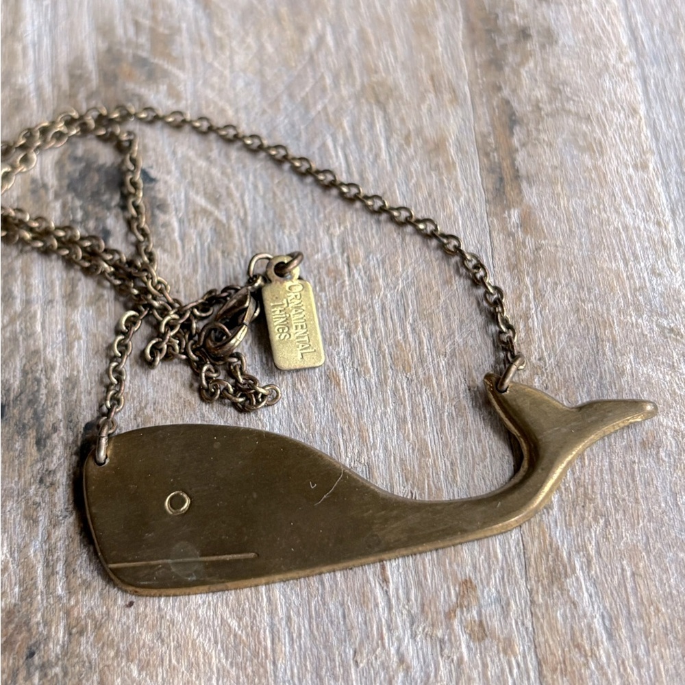 Ornamental Things Brass Whale Necklace
